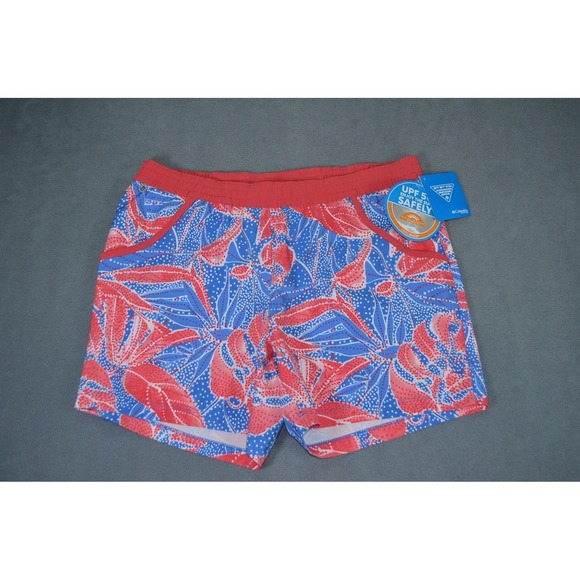 Columbia Pants - Columbia PFG Shorts Women's M Tidal 5" Inseam Fishing Blue Red Pull On New $45